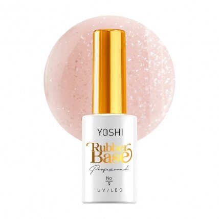 YOSHI Kaučiukinė Bazė su blizgučiais No9. 10 ml